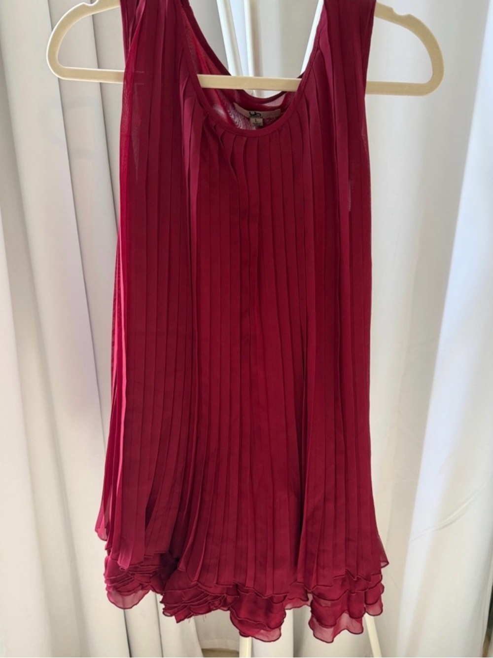 Pleated Chiffon Dress- Raspberry - Picture 5 of 6